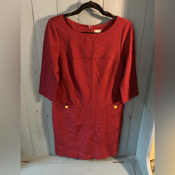 Vince Camuto Red Sheath Dress 3/4 Sleeve Crew Neck | Women’s Size 10 - Picture 1 of 14